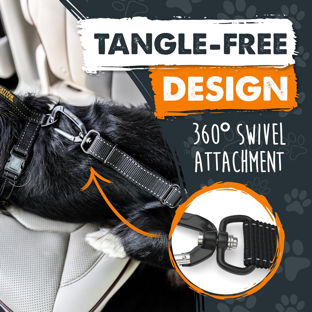Ultimate Dog Car Seat Belt | Premium Universal Pet Safety Harness with Adjustable Length and Heavy-Duty Metal Hardware for Maximum Security (Black)